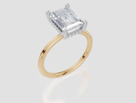 9ct Yellow Gold Emerald Cut 3.10 Carat tw of  Diamonds Ring
