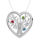 Personalised 5 Birthstones Heart Tree Pendant