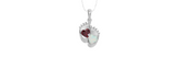 Personalised 2 Birthstones Baby Feet Pendant