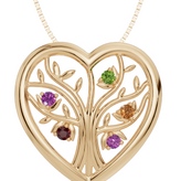 Personalised 5 Birthstones Heart Tree Pendant