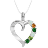 Personalised 6 Birthstone Heart Pendant