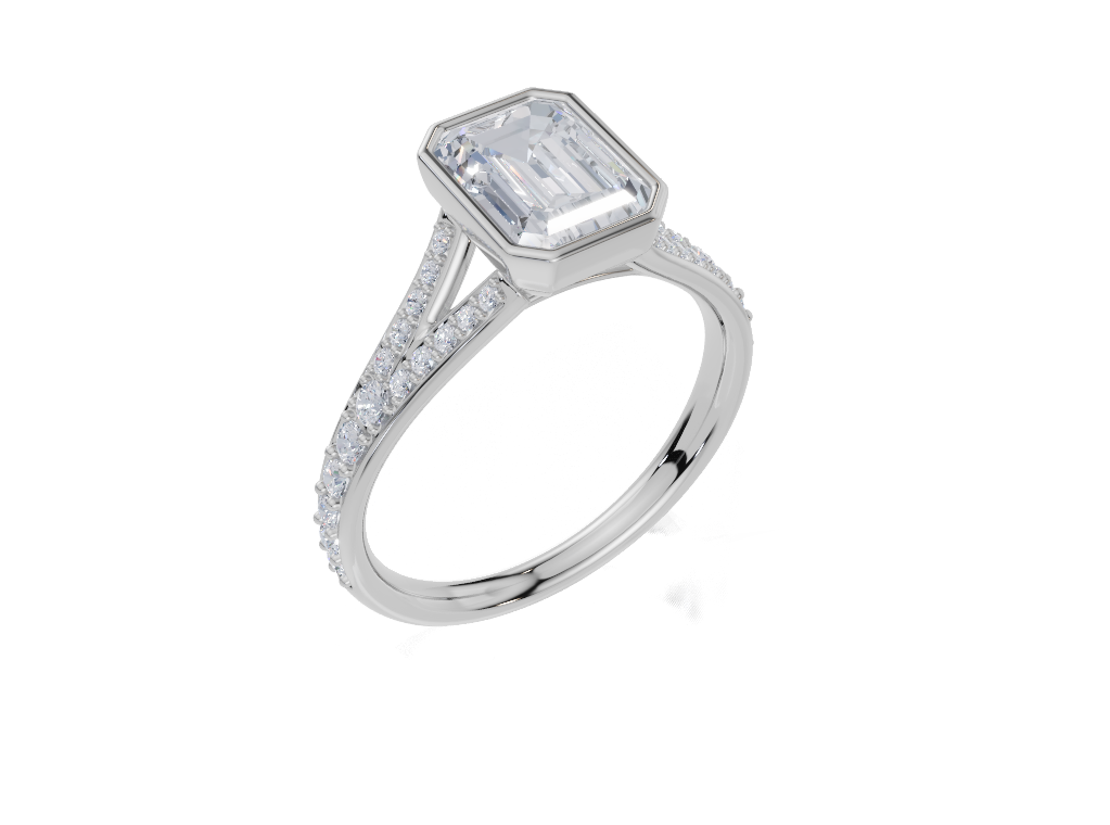 9ct White Gold Emerald Cut 1.83 Carat tw of  Diamonds Ring