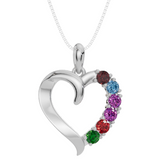 Personalised 6 Birthstone Heart Pendant