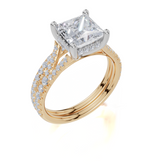 9ct Yellow Gold Princess Cut 2.41 Carat tw of Lab-Grown Diamonds Ring and 9ct Yellow Gold 0.30 Carat tw of Lab-Grown  Diamonds Band