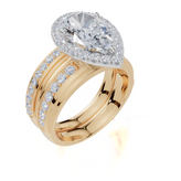 18ct Yellow Gold Pear Cut 2.66 Carat tw of  Diamonds Ring and 18ct Yellow Gold 0.32 Carat tw of   Diamonds Band