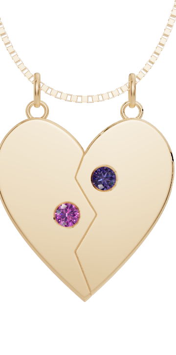 Personalised 2 Birthstones Break Pendant
