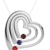 Personalised 3 Birthstones Multi Layered Heart Pendant