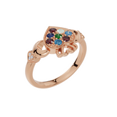 Personalised Heart with 8 Birthstones Set Ring
