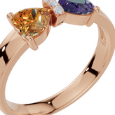 Personalised 2 Heart Birthstones Cubic Zirconia Ring