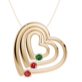Personalised 3 Birthstones Multi Layered Heart Pendant