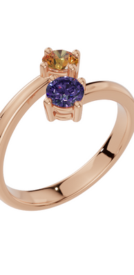 Personalised 2 Birthstones Ring