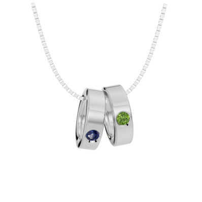 Personalised 2 Birthstones Ring Pendant Set