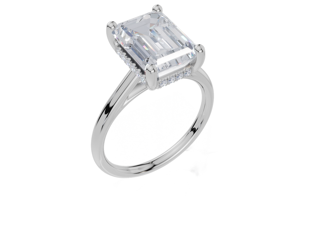 9ct White Gold Emerald Cut 4.10 Carat tw of Lab-Grown Diamonds Ring