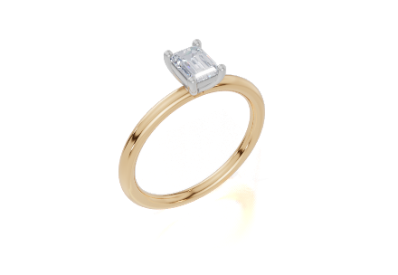 18ct Yellow Gold Emerald Cut 0.50 Carat of Lab-Grown Diamond Ring
