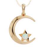 Personalised Birthstone Moon & Star Pendant