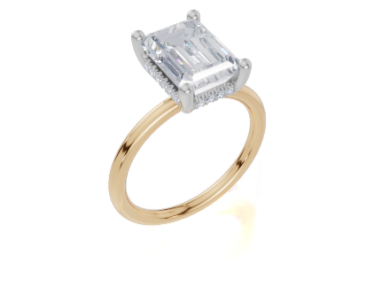 9ct Yellow Gold Emerald Cut 3.10 Carat tw of  Diamonds Ring