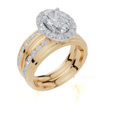 9ct Yellow Gold Oval Cut 2.17 Carat tw of  Diamonds Ring and 9ct Yellow Gold 0.32 Carat tw of   Diamonds Band