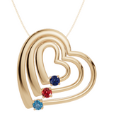 Personalised 3 Birthstones Multi Layered Heart Pendant