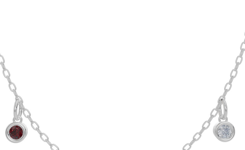 Personalised 3 Birthstones 45CM Necklace