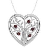 Personalised 5 Birthstones Heart Tree Pendant