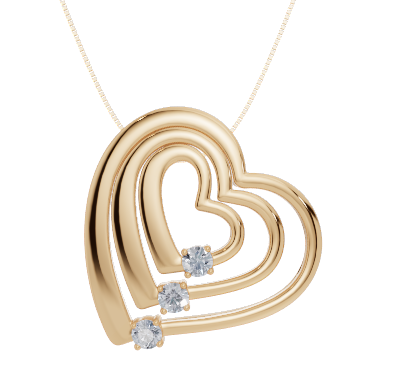 Personalised 3 Birthstones Multi Layered Heart Pendant