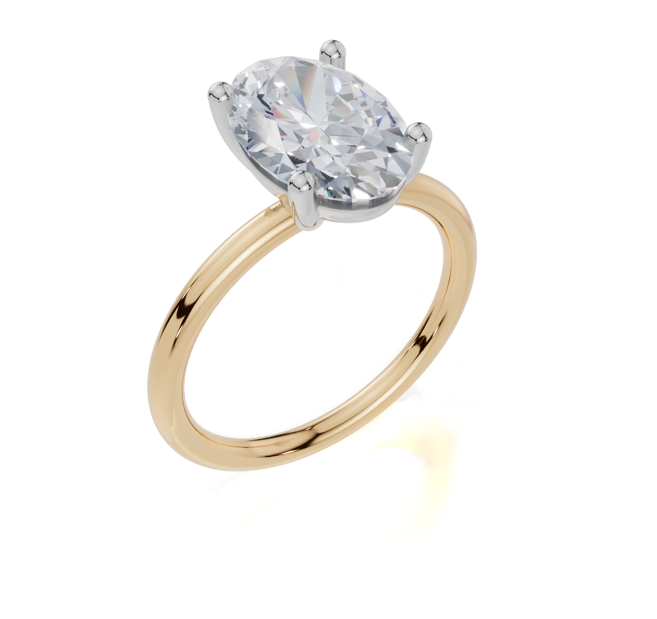 9ct Yellow Gold Oval Cut 3.00 Carat of Lab-Grown Diamond Ring