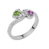 Personalised 2 Birthstones Cubic Zirconia Set Ring