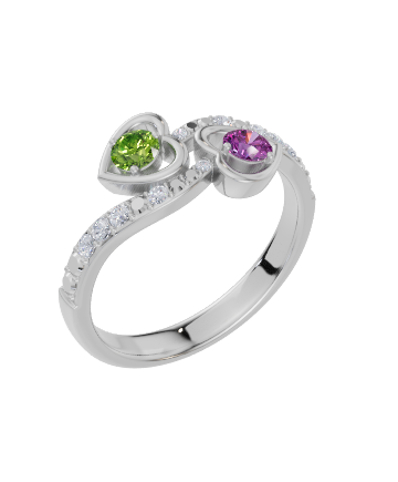 Personalised 2 Birthstones Cubic Zirconia Set Ring