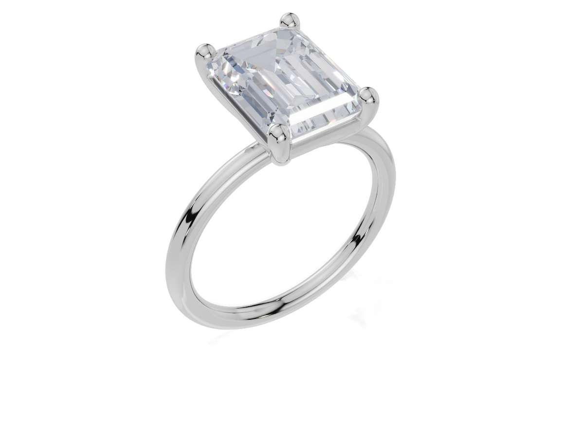9ct White Gold Emerald Cut 4.00 Carat of Lab-Grown Diamond Ring