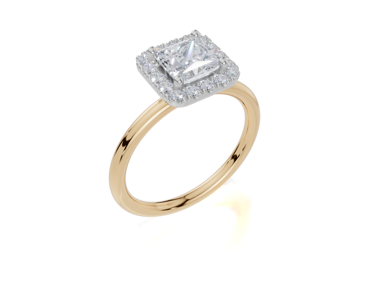 9ct Yellow Gold Princess Cut 1.24 Carat tw of  Diamonds Ring