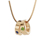 Personalised 2 Birthstones Ring Pendant Set