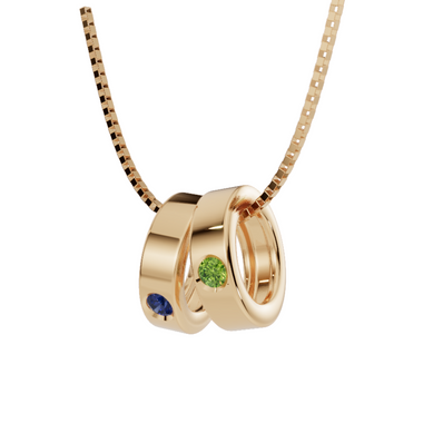 Personalised 2 Birthstones Ring Pendant Set