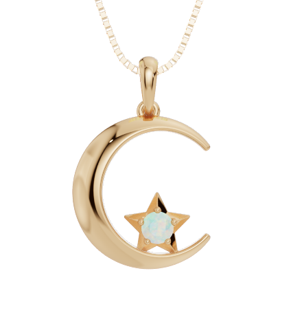 Personalised Birthstone Moon & Star Pendant