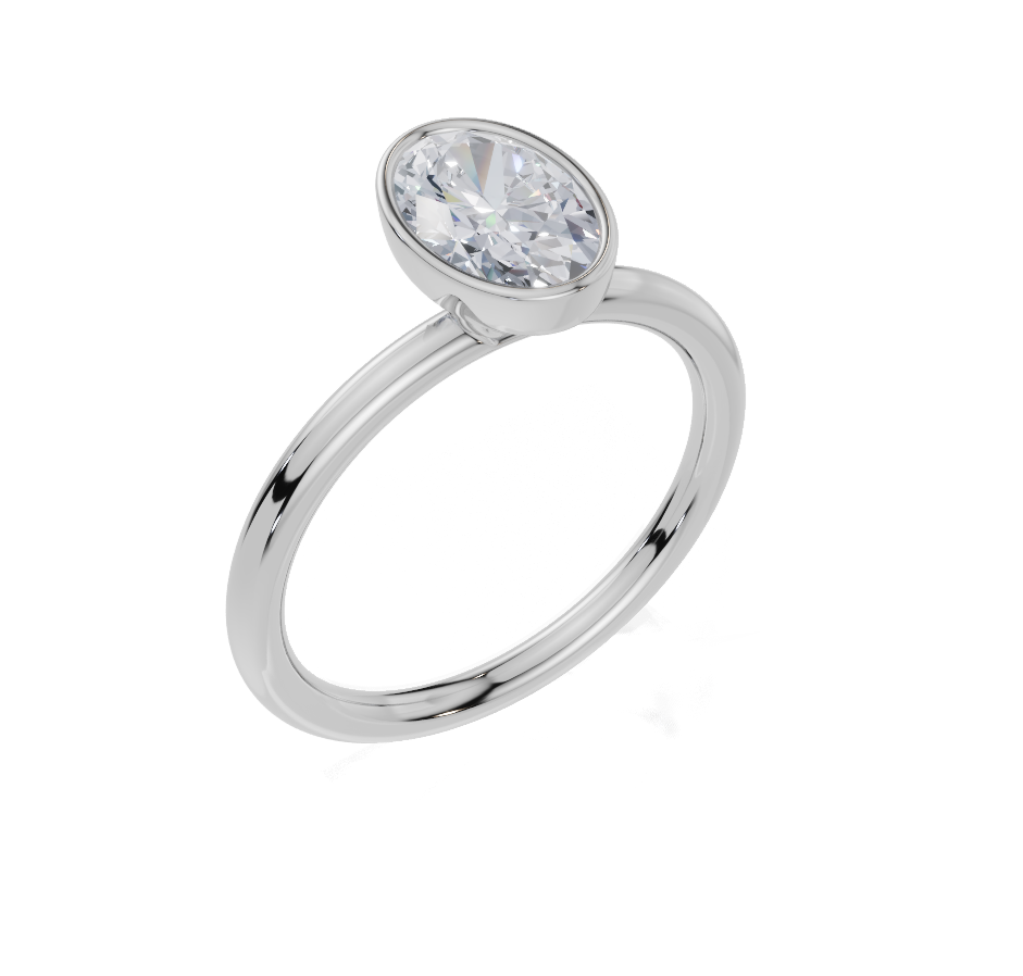 18ct White Gold Oval Cut 1.00 Carat of Lab-Grown Diamond Ring