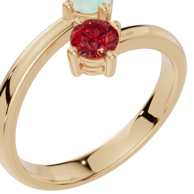 Personalised 2 Birthstones Ring
