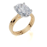 18ct Yellow Gold Oval Cut 4.00 Carat of Lab-Grown  Diamond Ring and 18ct Yellow Gold Lab-Grown Band
