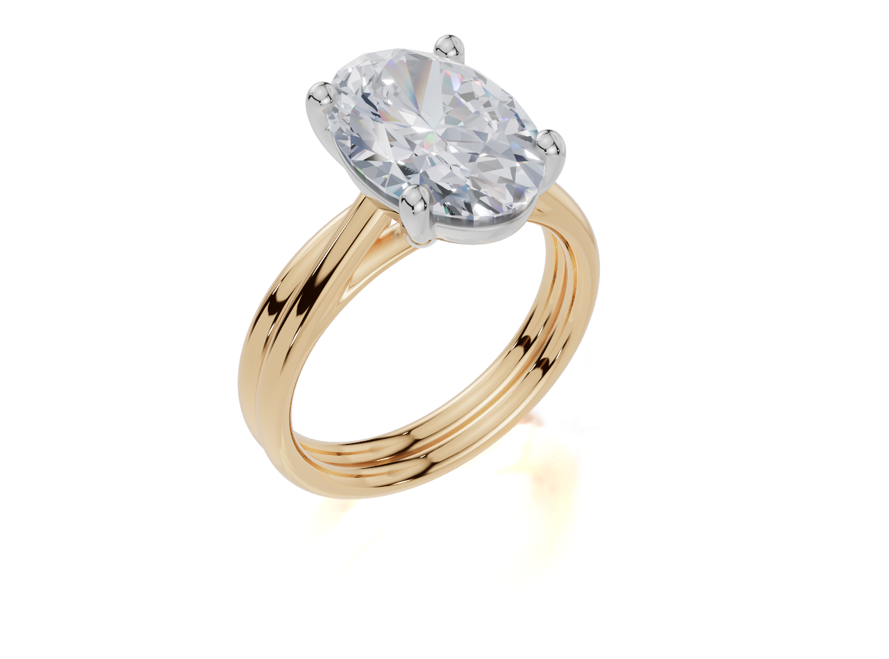 18ct Yellow Gold Oval Cut 4.00 Carat of Lab-Grown  Diamond Ring and 18ct Yellow Gold Lab-Grown Band