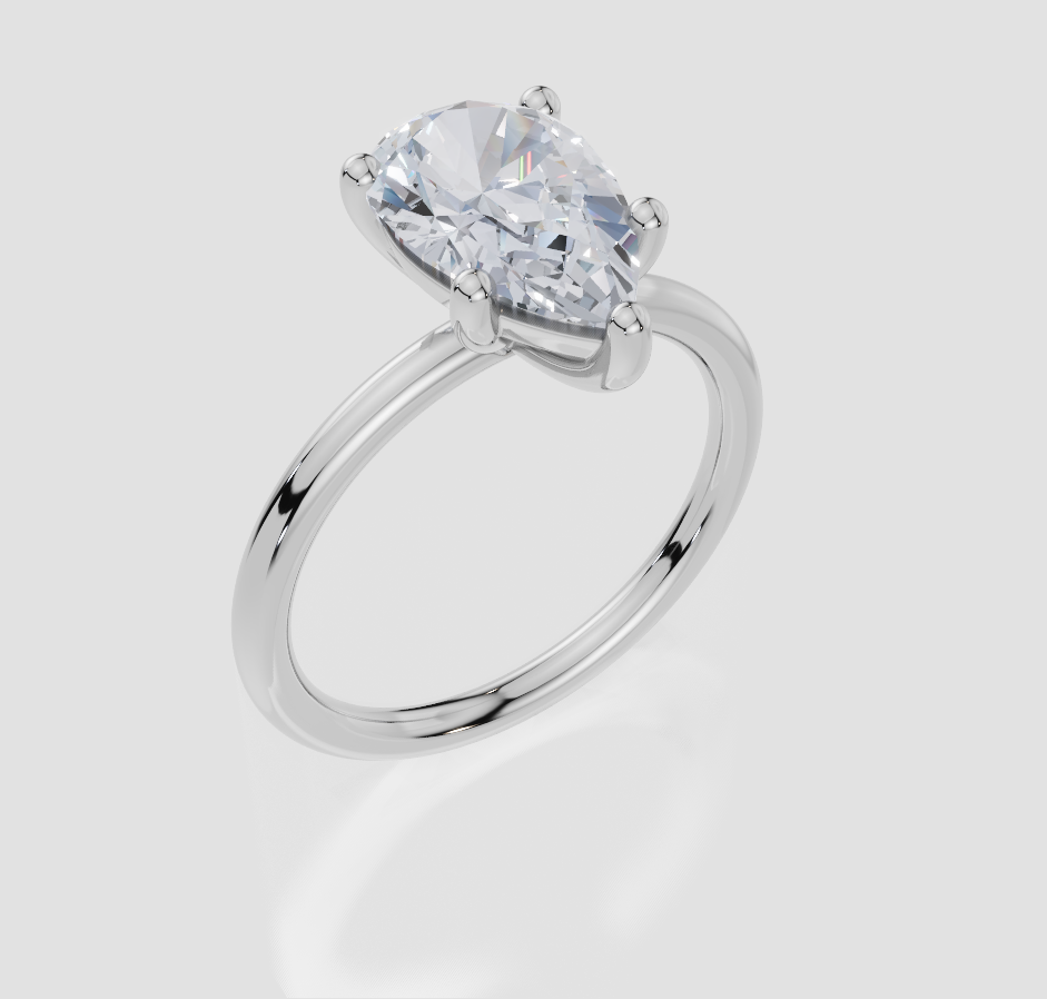 9ct White Gold Pear Cut 2.00 Carat of Lab-Grown Diamond Ring