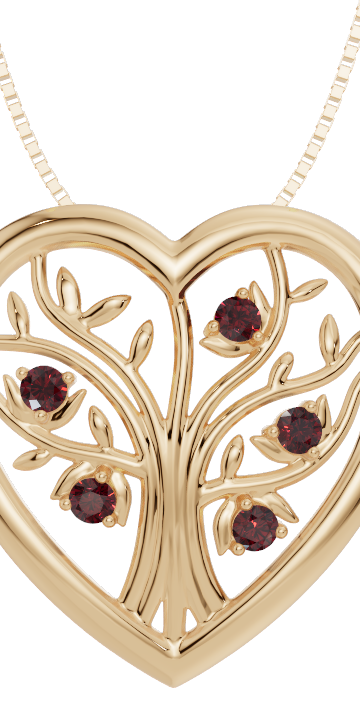Personalised 5 Birthstones Heart Tree Pendant