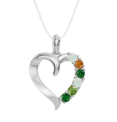 Personalised 6 Birthstone Heart Pendant