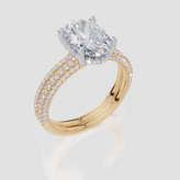 9ct Yellow Gold Oval Cut 2.41 Carat tw of Lab-Grown Diamonds Ring and 9ct Yellow Gold 0.38 Carat tw of Lab-Grown  Diamonds Band