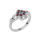 Personalised Heart with 8 Birthstones Set Ring