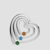 Personalised 3 Birthstones Multi Layered Heart Pendant