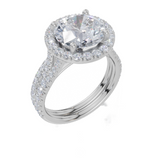 18ct White Gold Round Cut 3.66 Carat tw of  Diamonds Ring and 18ct White Gold 0.31 Carat tw of   Diamonds Band