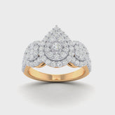 9ct Yellow Gold Round Brilliant Cut 1.00 Carat tw Rhodium Plated Ring