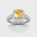 Celebration 18ct White Gold with Cushion & Round Cut 1 1/2 CARAT tw of White & Yellow Lab Grown Diamonds Engagement Ring