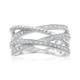 Sterling Silver Cubic Zirconia Cross Over Ring