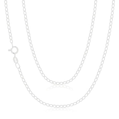 Sterling Silver 40cm Curb Chain Diamond Cut and Bevelled