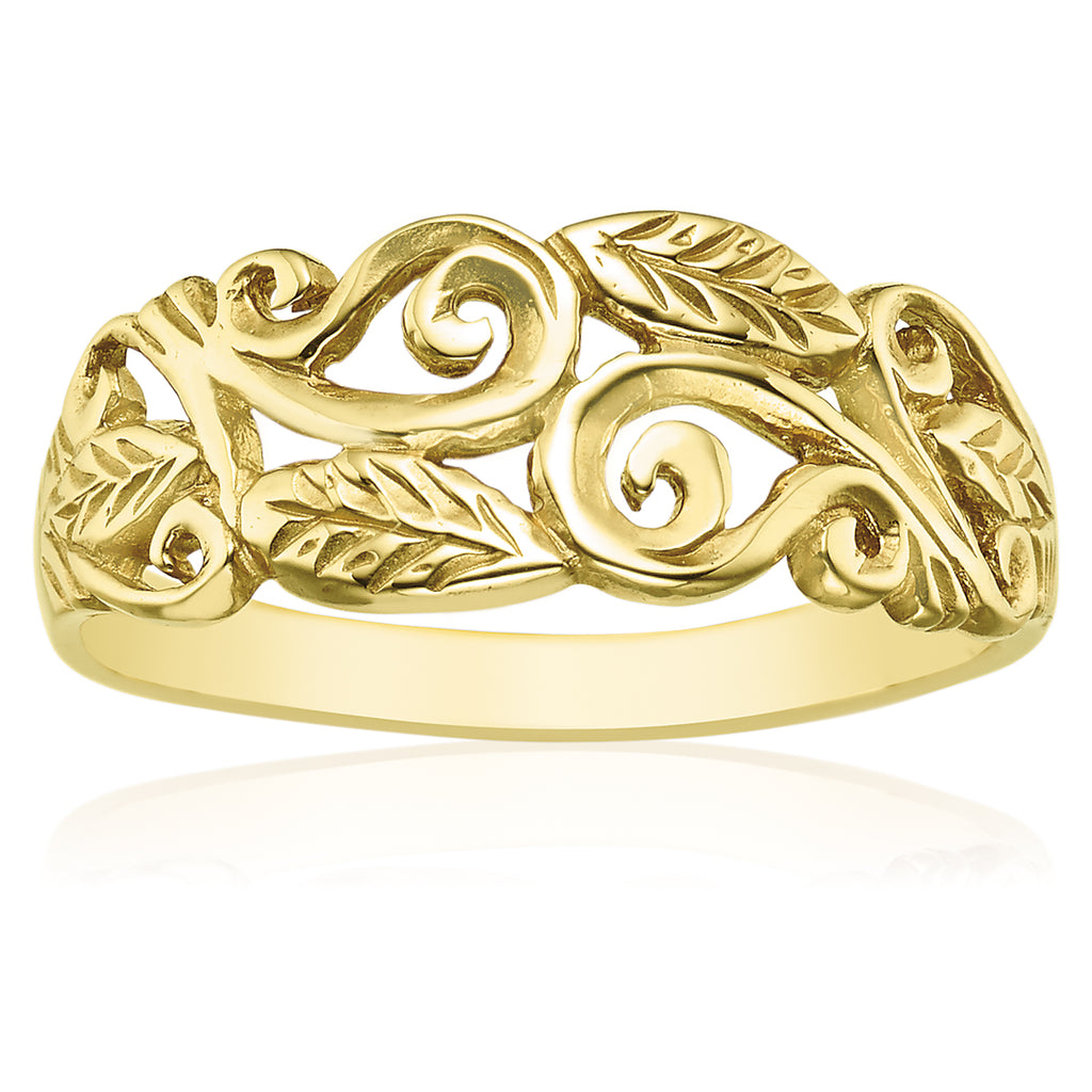 9ct Yellow Gold Leaf Design Ring