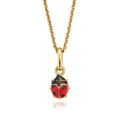 9ct Yellow Gold Enamel Lady Bird Kids Pendant